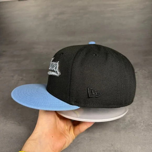 Hat‎ Club Cleveland Guardians New Era Cap 7 1/4 Black Baby Blue Silver Metallic